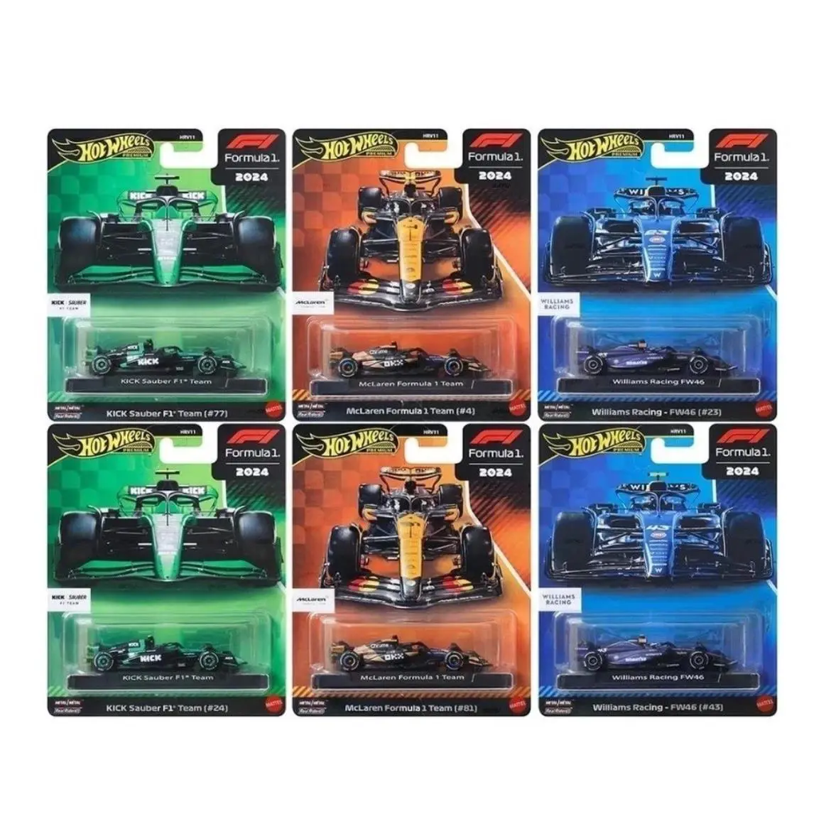Hot Wheels 2025 Premium Formula 1 2024 Season F1 Mix 2 Set of 6 Cars HRV11-956G