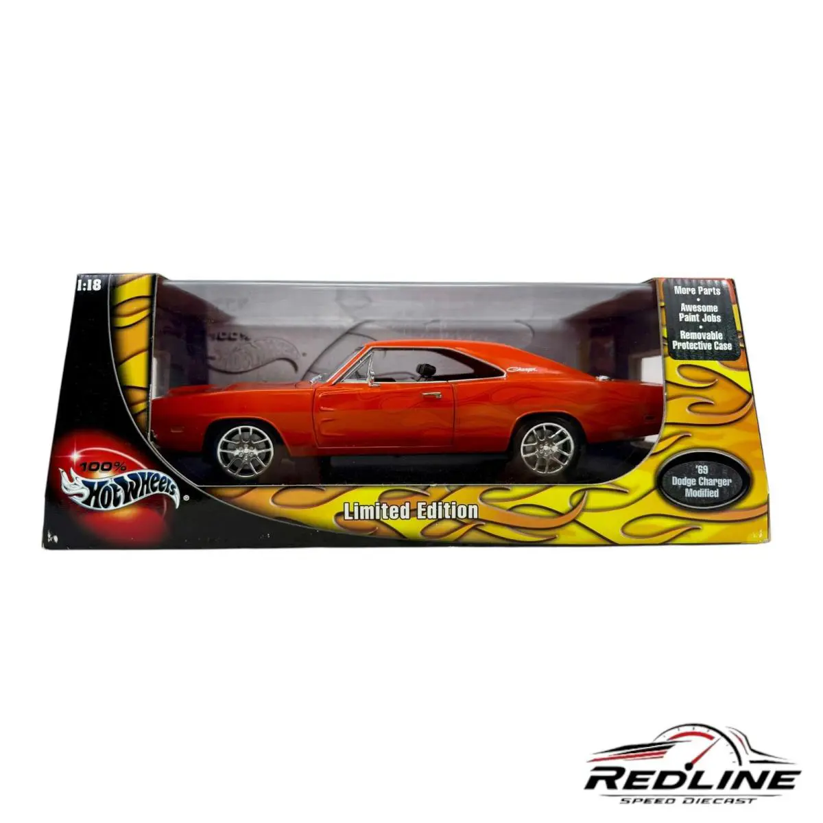 Hot Wheels 1969 Dodge Charger Flames Modified 1:18 AH