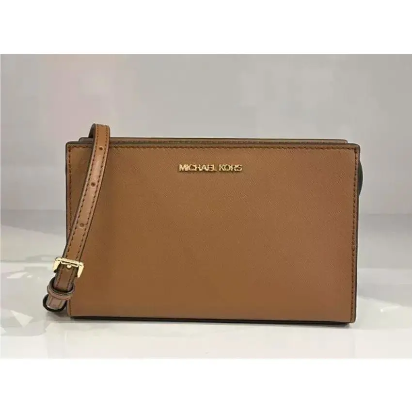 Michael Kors Sheila Small East West Top Zip Crossbody Bag Brown Luggage
