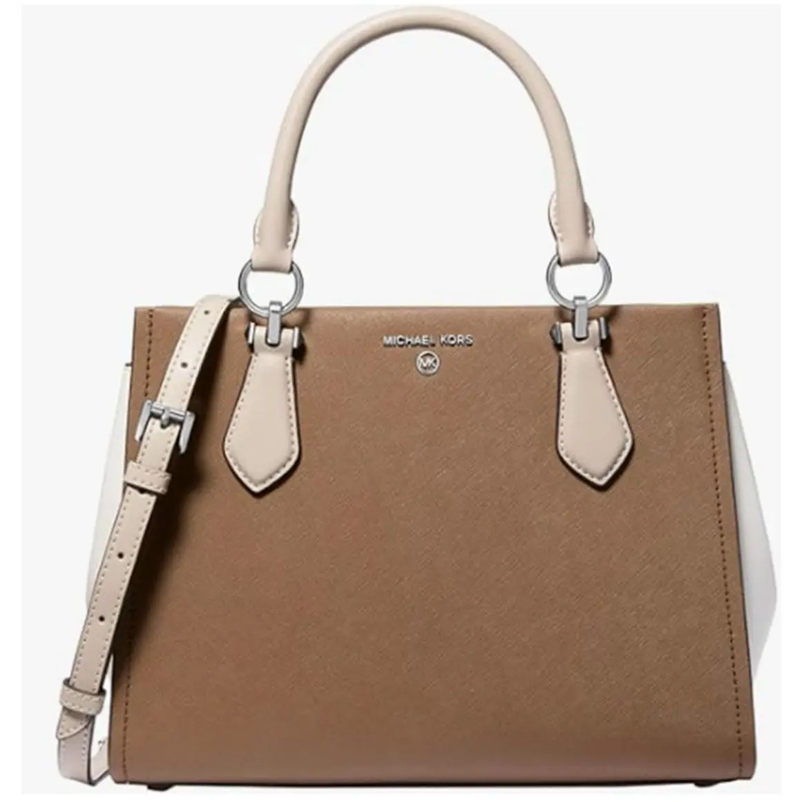 Michael Kors Marilyn Medium Satchel Ecru/walnut Handbag