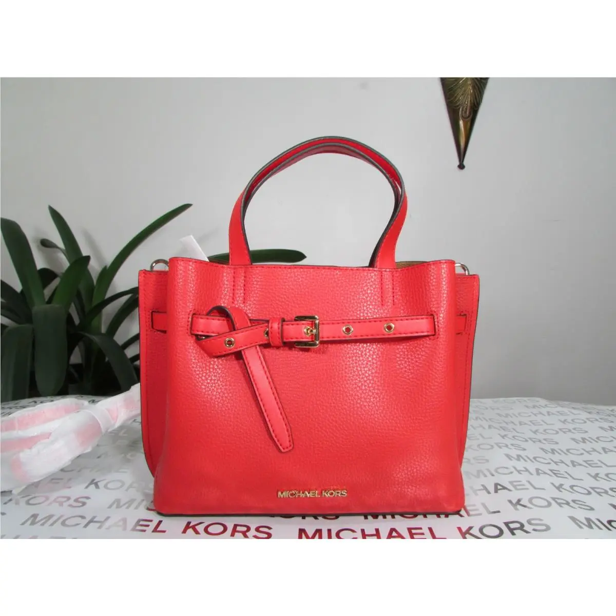 Michael Kors Pebble Leather Michael Kors Emilia Small Satchel Dark Sangria
