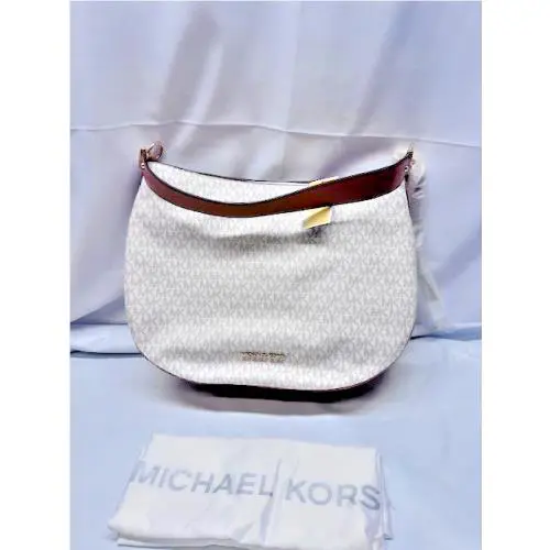Michael Kors Brooke LG Zip Hobo -vanilla/acorn w/ A Mark