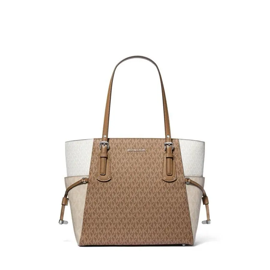Michael Kors Voyager Large Color-block Signature Logo Tote - Driftwood