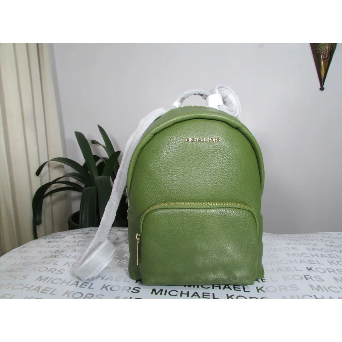 Michael Kors Pebble Leather Erin Medium Backpack Evergreen