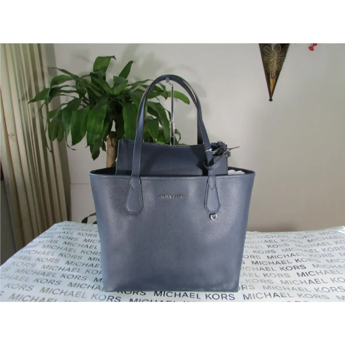 Saffiano Leather Candy Large Reversible Tote Navy / Steel Blue by Michael Kors