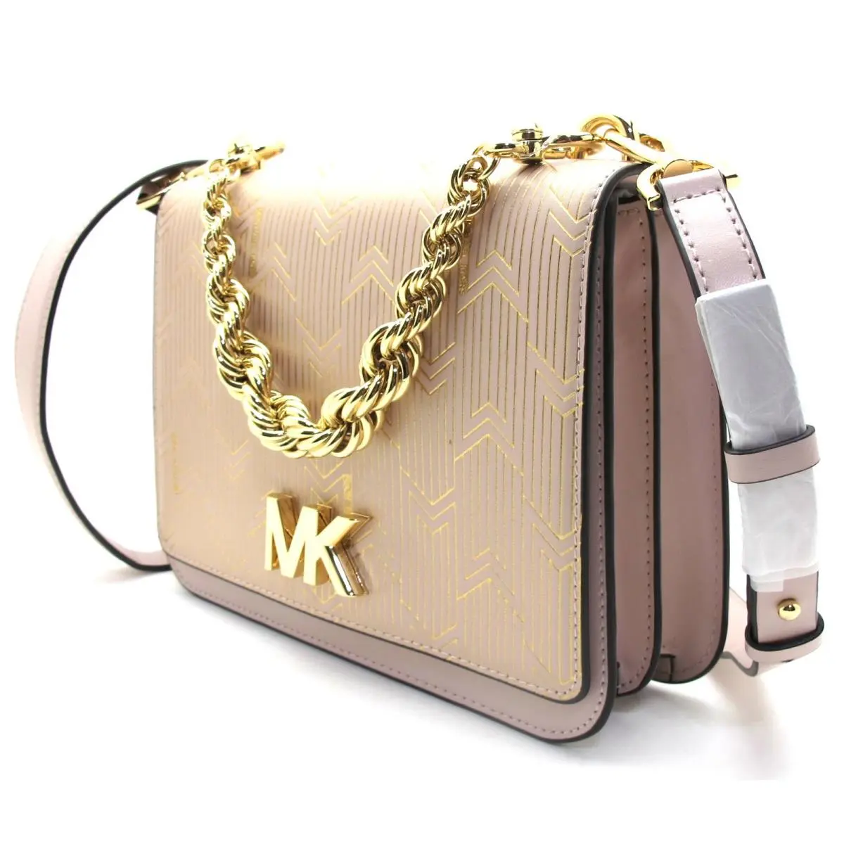 Auth.  Mott Large Twist Chain Swag Shoulder Leather Soft Pink by Michael Kors