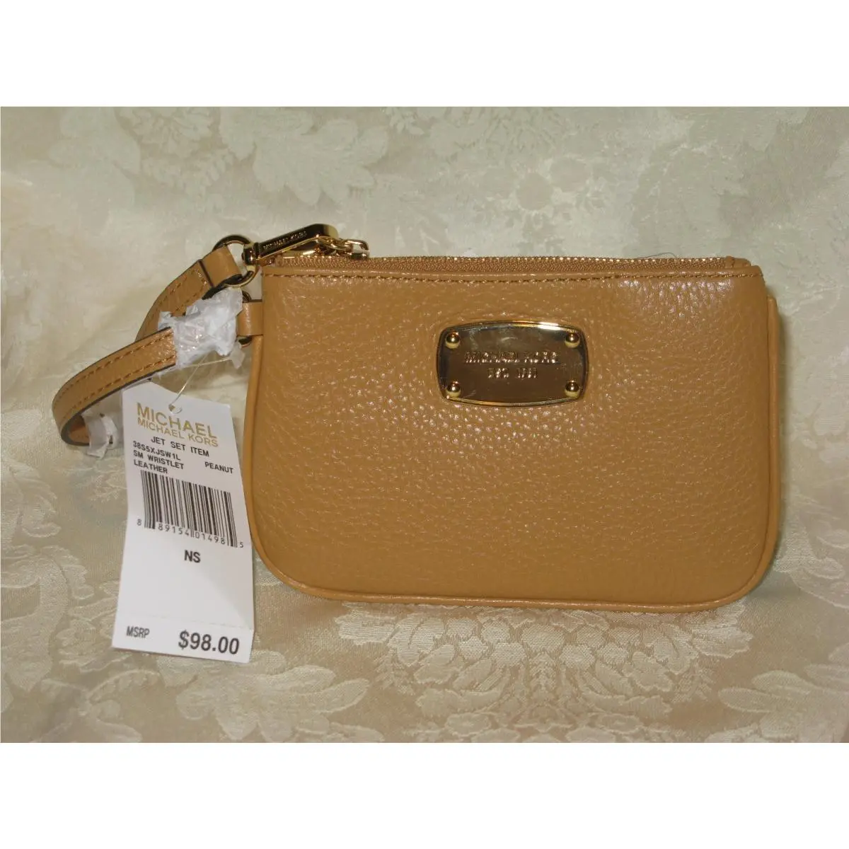 Michael Kors. Jet Set Leather Wristlet. Peanut New