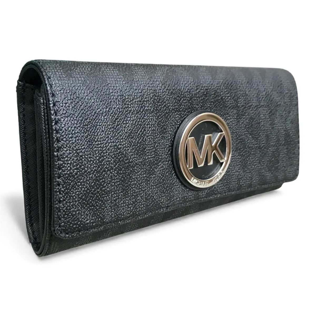 Michael Kors Black Signature MK Fulton Flap Continental Wallet