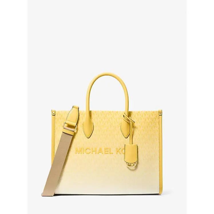 Michael Kors Mirella MD Ombre Logo Tote Bag Crossbody Strap Purse East West
