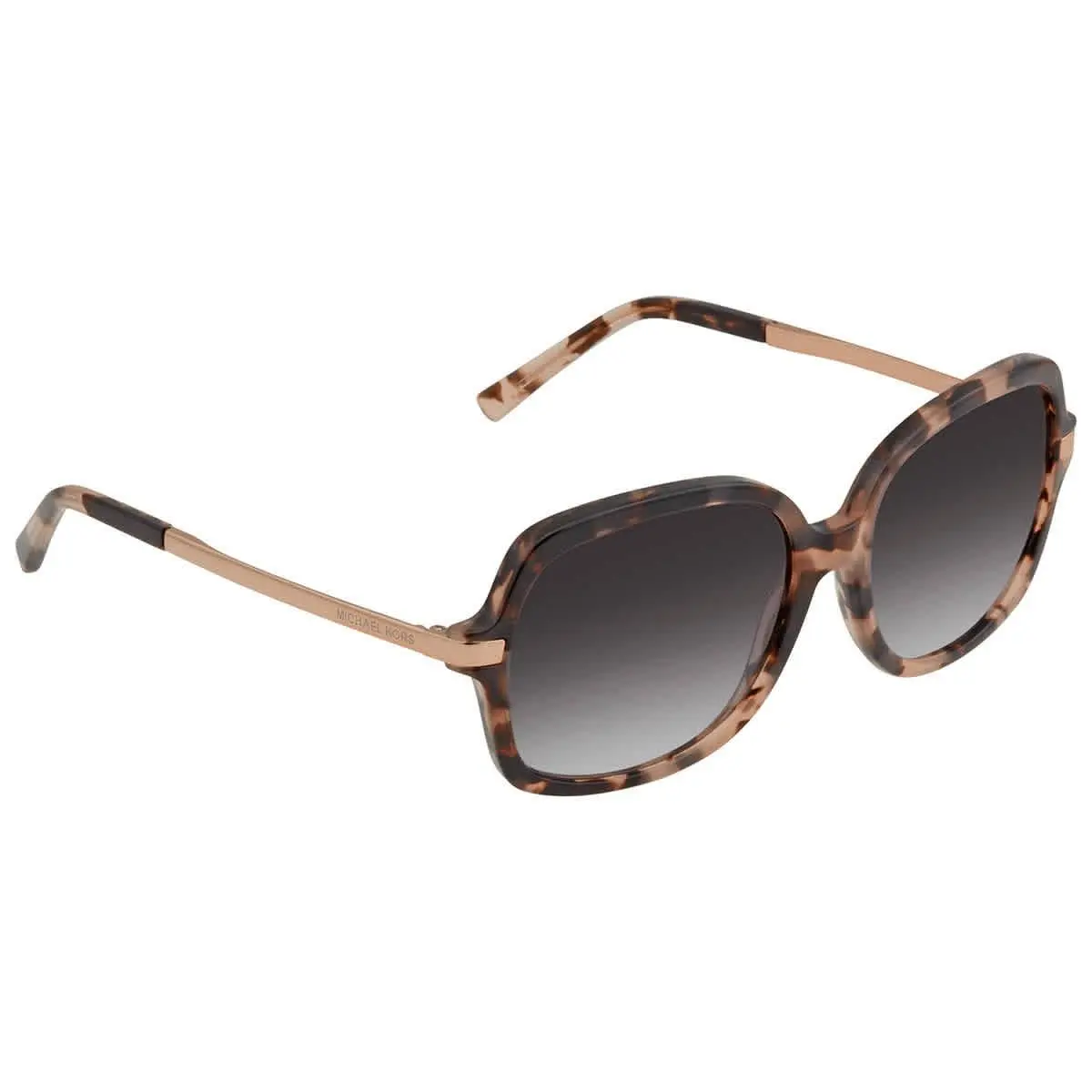Michael Kors Adrianna II Light Gray Gradient Rectangular Ladies Sunglasses - Multi, Frame: Pink, Lens: Gray