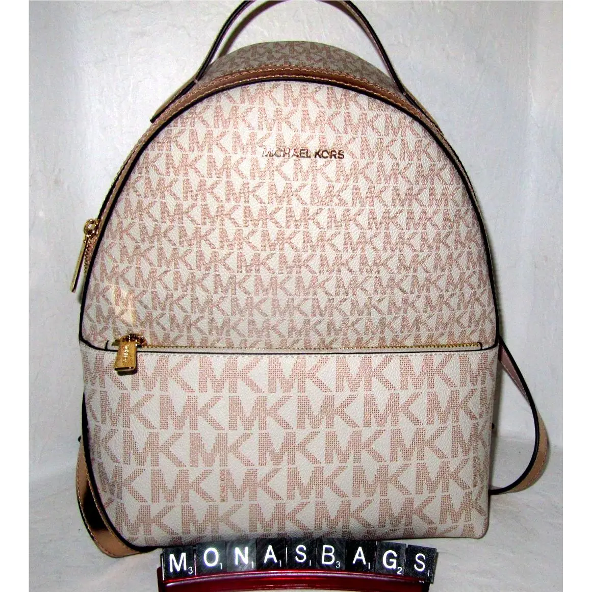 Michael Kors Sheila Signature Medium Front Pocket Backpack Rose Gold