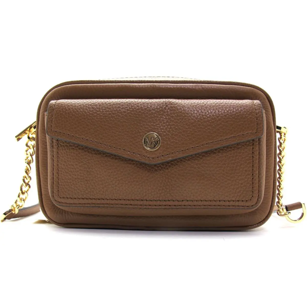 Auth. Michael Kors Jet Set Travel MD Pocket Leather Camera Crossbody Luggage