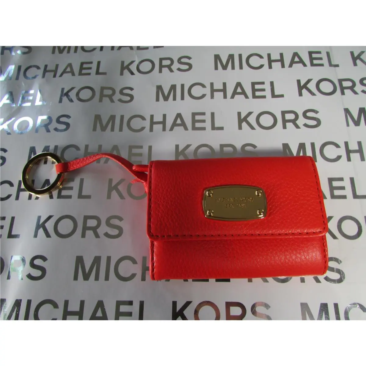 Michael Kors Leather Jet Set Item Flap Key Ring Coin Purse Mandar