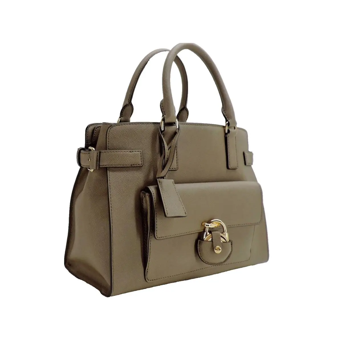 Michael Kors Emma Leather Satchel Tote Handbag + Strap Dark Dune