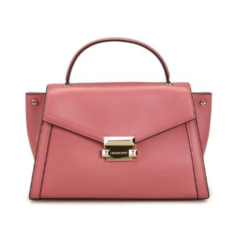 Michael Kors Whitney MD Leather Rose Flap Satchel