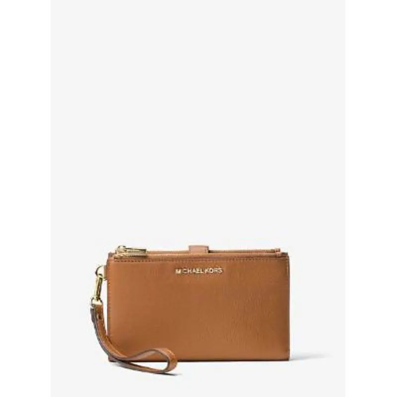 Michael Kors Double Zip Leather Wristlet Acorn One Size
