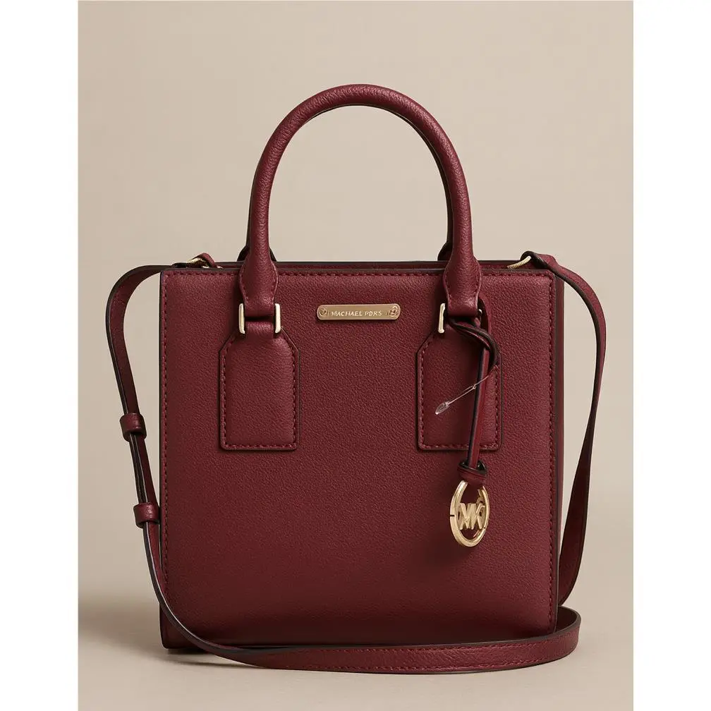 Michael Kors Mercer Gallery Small Center Zip Satchel Garnet Red Bag