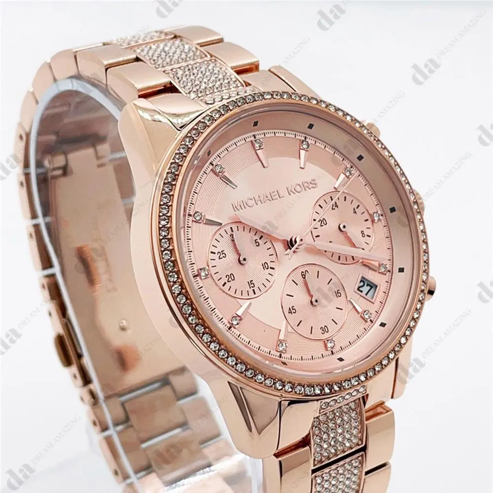 Michael Kors MK6485 Ritz Rose Gold Two Tone Bracelet Chronograph Women`s Watch