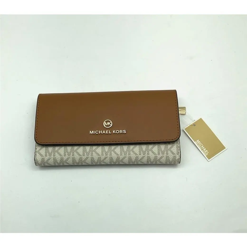 Michael Kors Jet Set Charm Large Trifold Wallet Vanilla/acorn