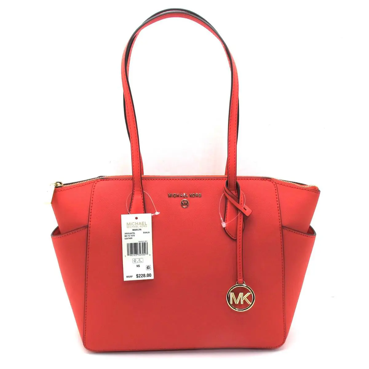 Michael Kors Marilyn Medium Top Zip Tote Saffiano Leather Dahlia