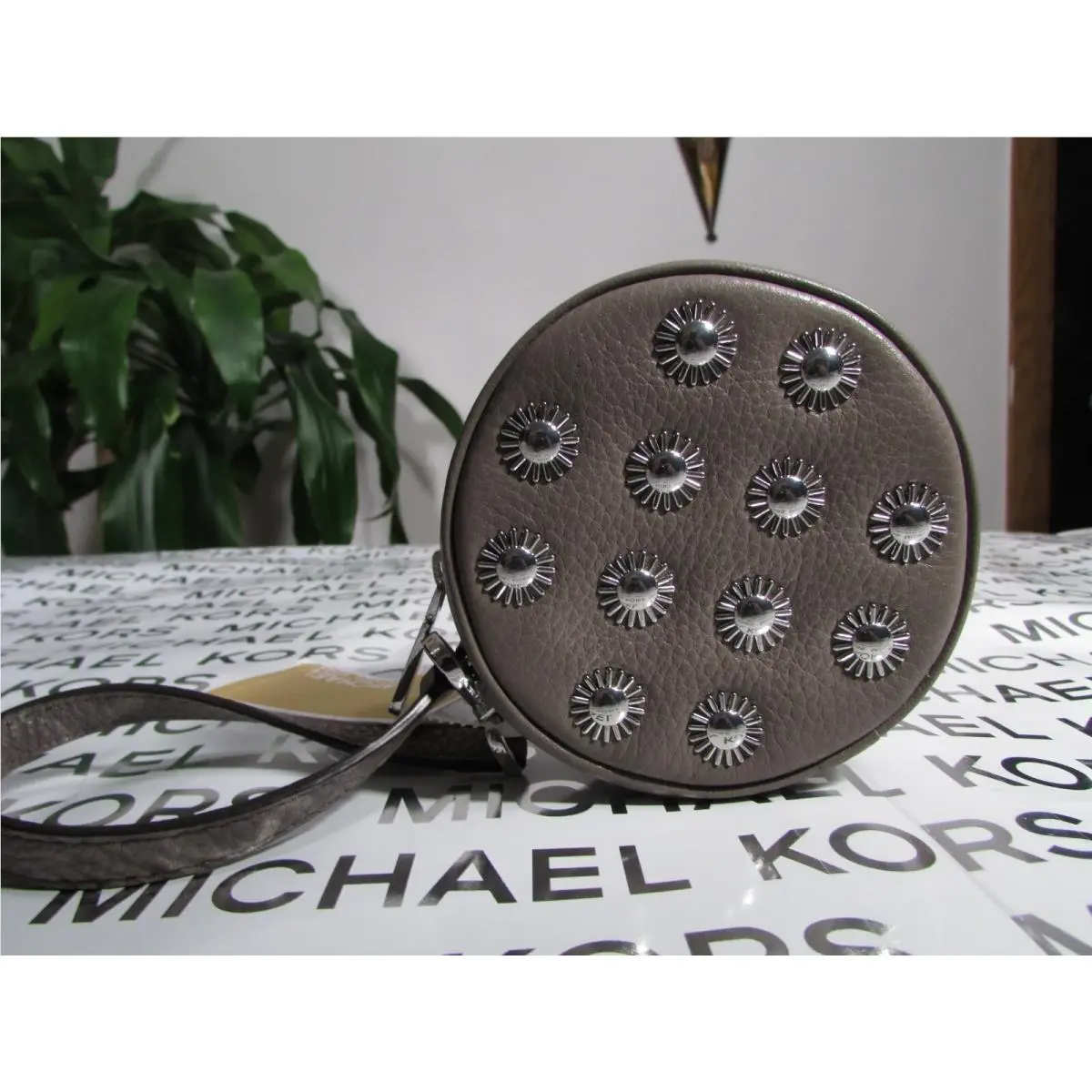 Michael Kors Leather Pouches Stud Small Coin Purse Cinder