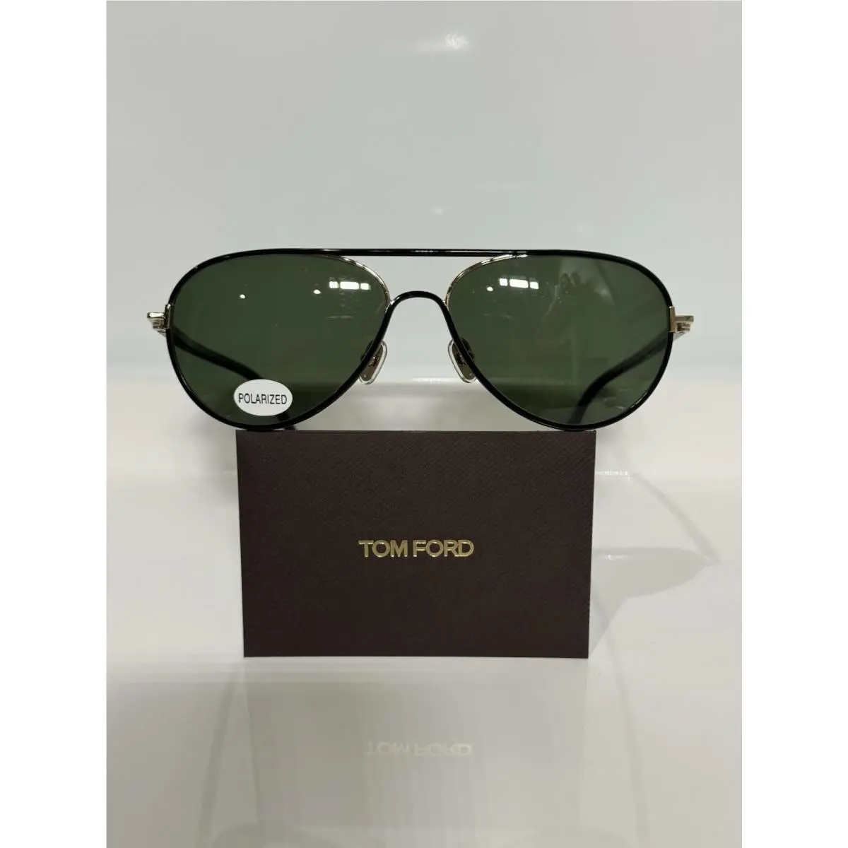 Tom Ford TF5897 Black Metal Aviator w. Custom Polarized G15 Green Sunglasses