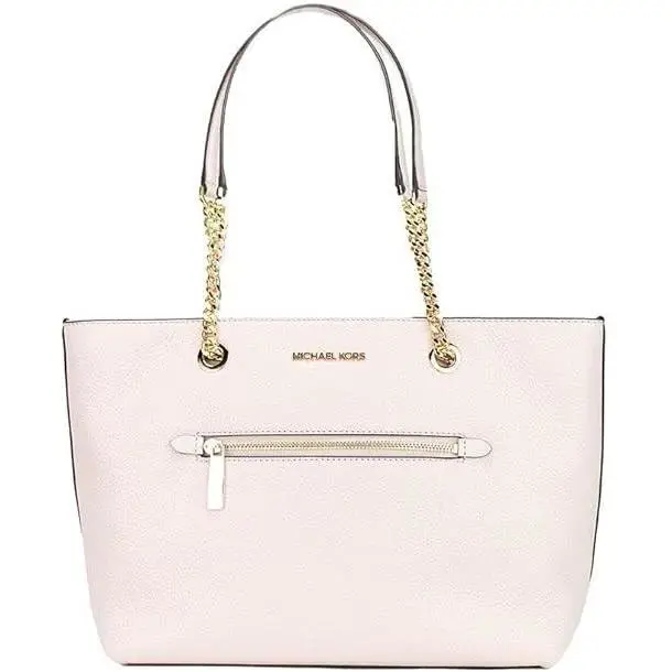 Michael Kors Jet Set Medium Front Pocket Chain Top Zip Tote - Exterior: Blush