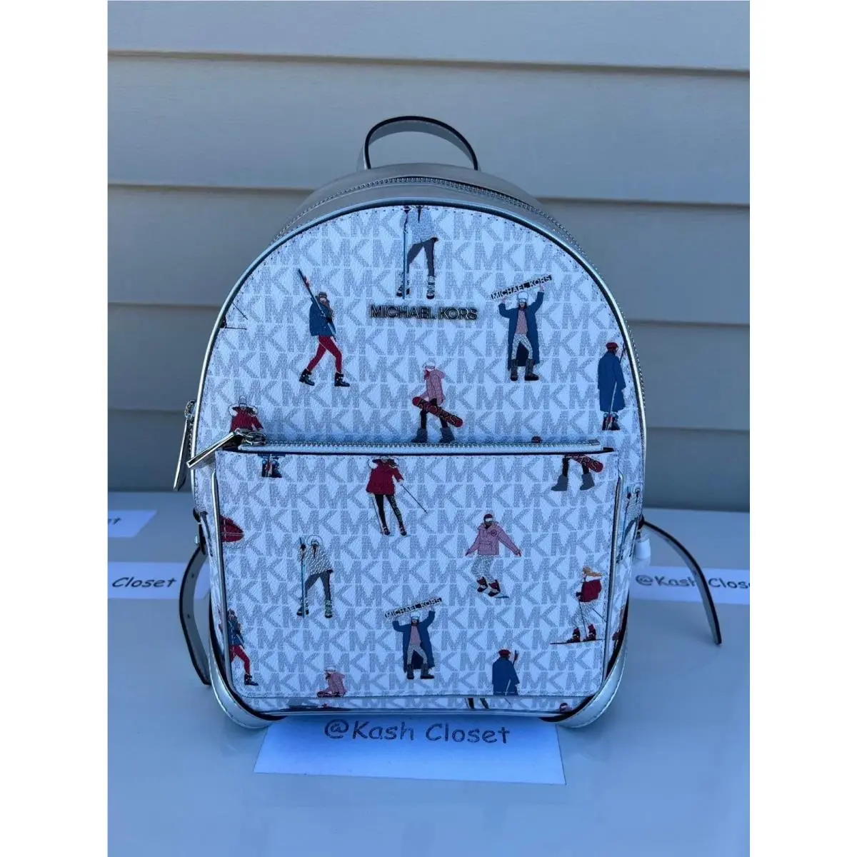 Michael Kors Backpack Adina Medium Jet Set Girls MK Signature Bright White Multi