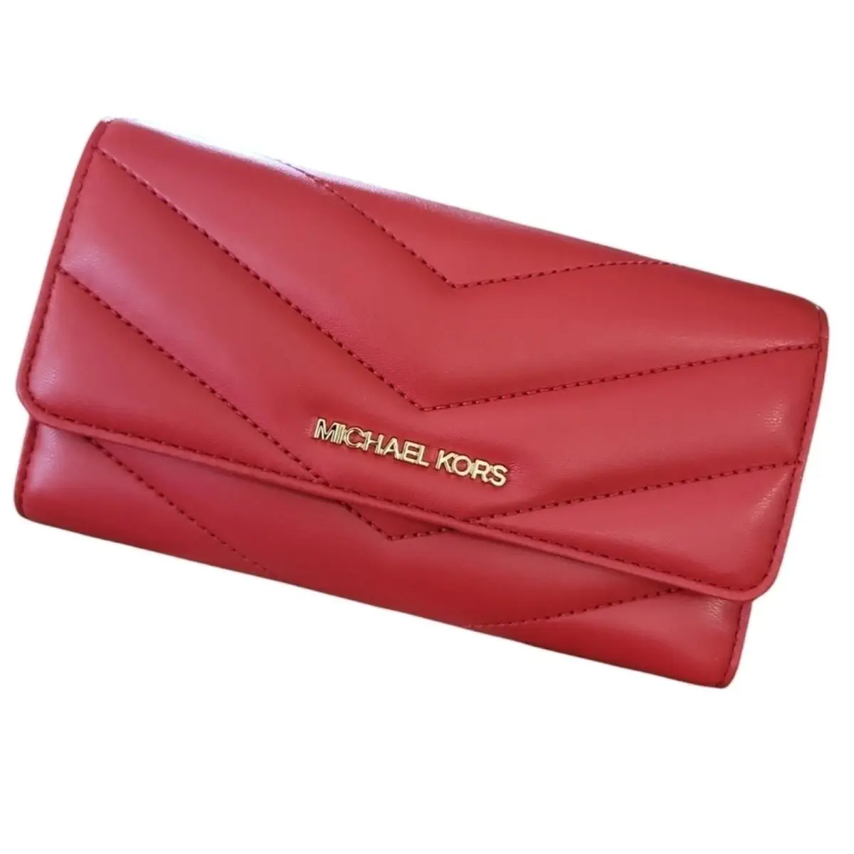 Michael Kors Red Quilted Large Trifold Wallet
