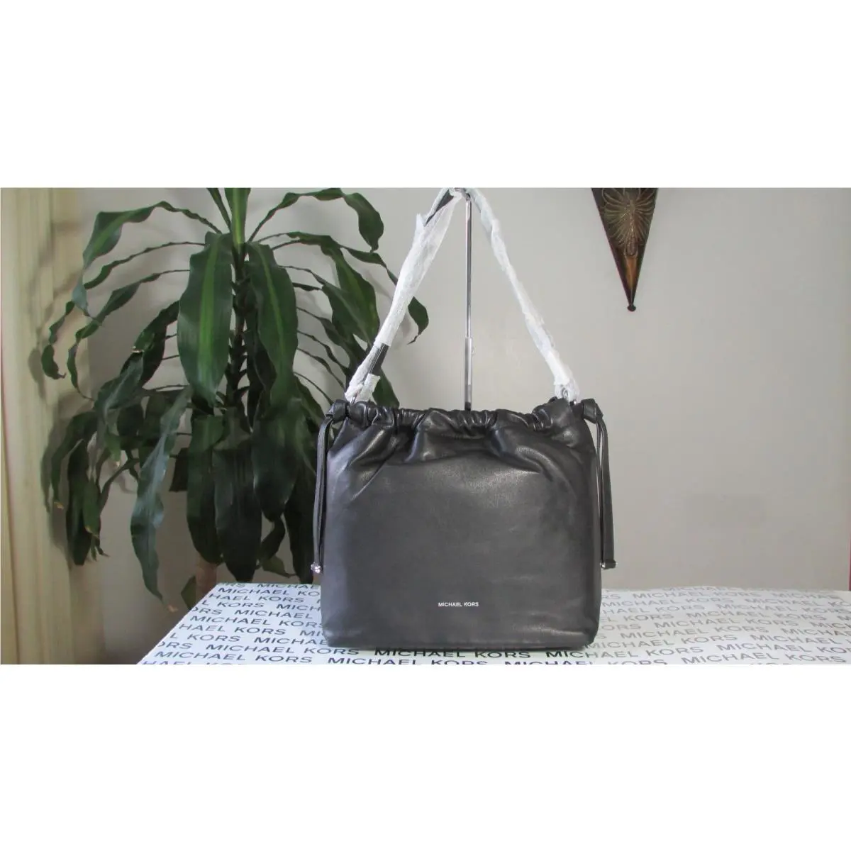 Michael Kors Leather Angelina Large Convertible Shoulder Bag Black