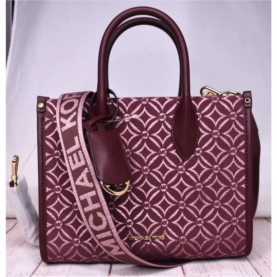 Michael Kors Mirella Small Shopper Tote Oxblood Crossbody Purse