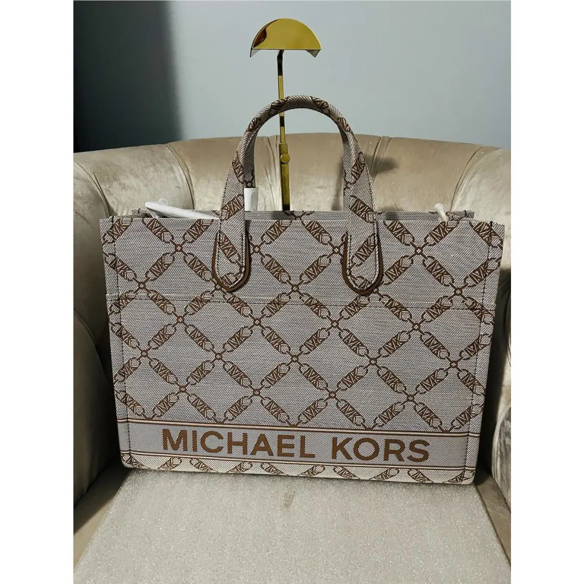 Michael Kors Women’s Gigi Large Grab Tote Bag Handbag Satchel Luggage Brown