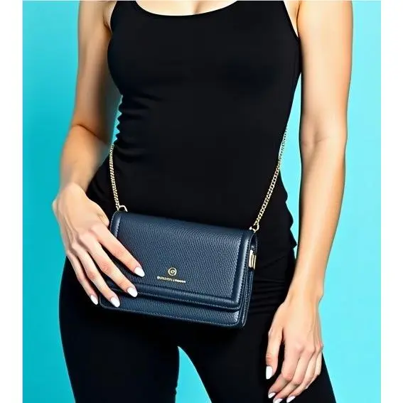 Michael Kors Fulton Pebbled Leather Crossbody Wallet Navy