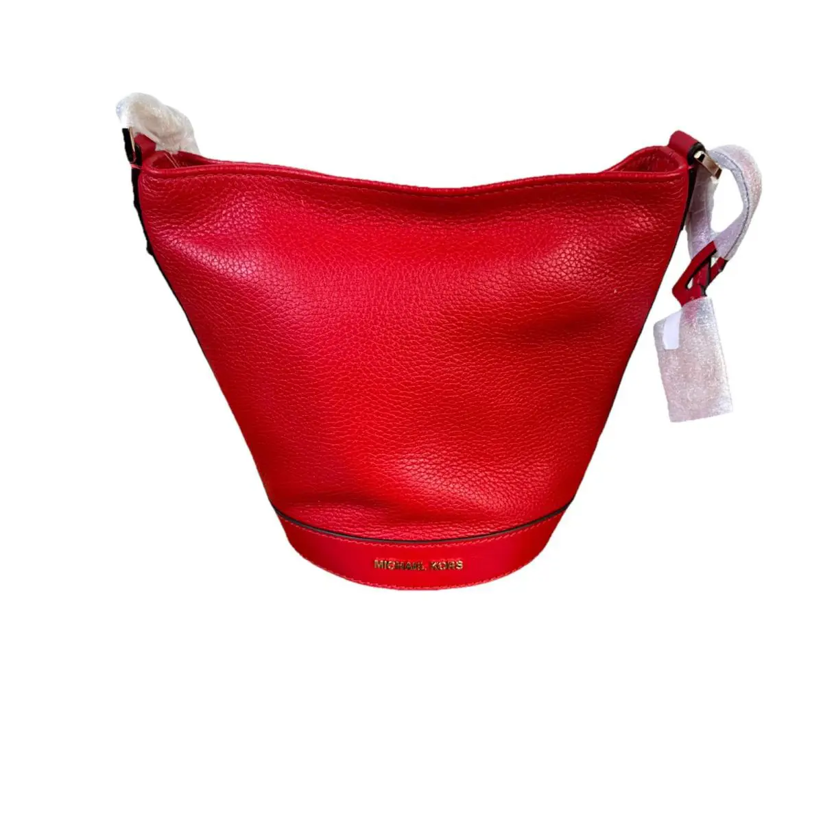 Michael Kors Townsend Leather Small Bucket Bag Purse Lacquer Red / Gold Hardware