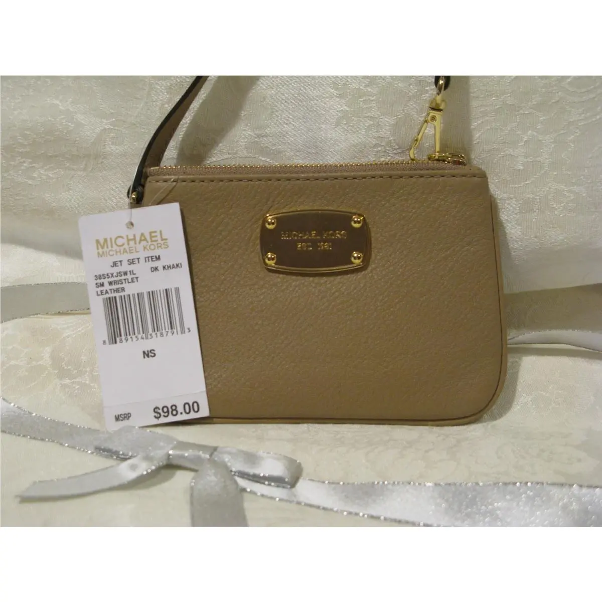 Michael Kors. Jet Set Leather Wristlet. Khaki New