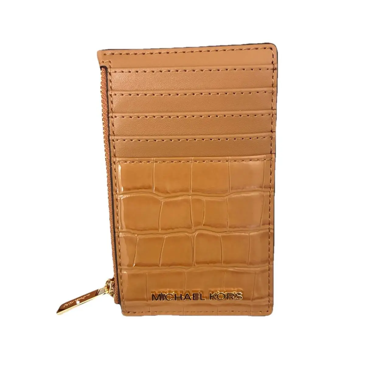 Michael Kors Jet Set Travel Top Zip Card Case Wallet Exotic Deer