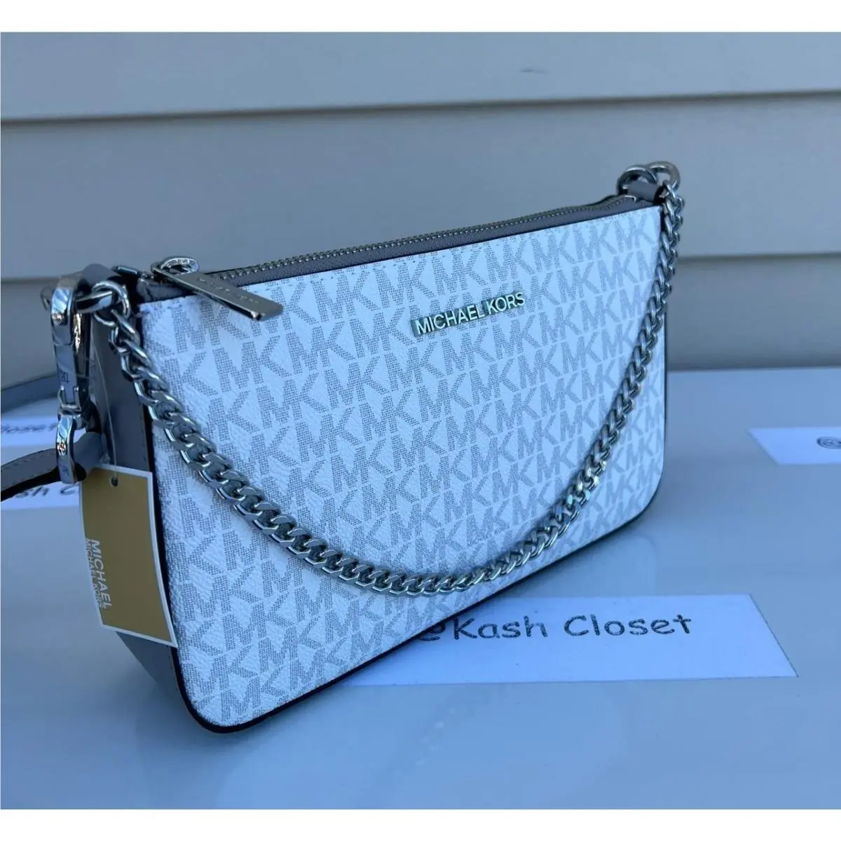 MD Zip Pouchette Crossbody - Bright White by Michael Kors