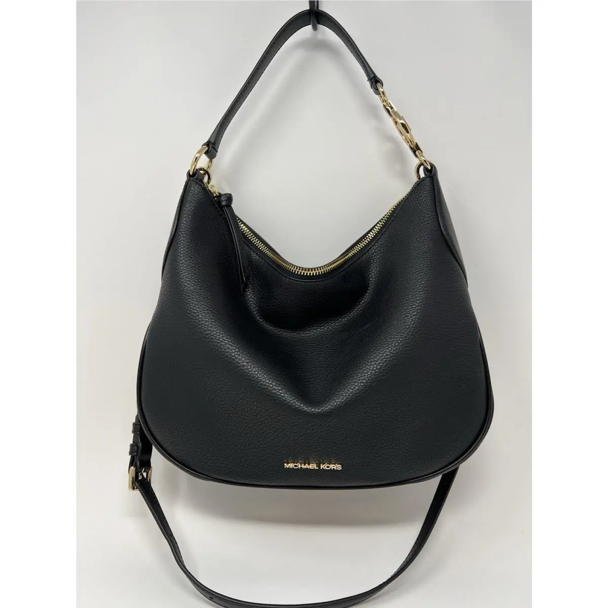 Michael Kors Kelsey Leather Convertible Crossbody Shoulder Hobo Bag Black MK