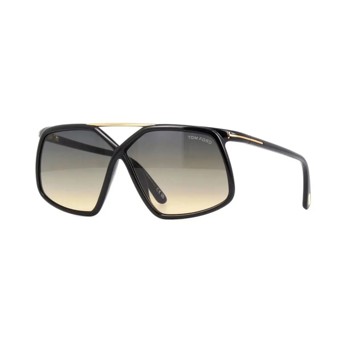 Tom Ford Meryl FT 1038 01B Shiny Black/smoke To Brown Shaded Sunglasses
