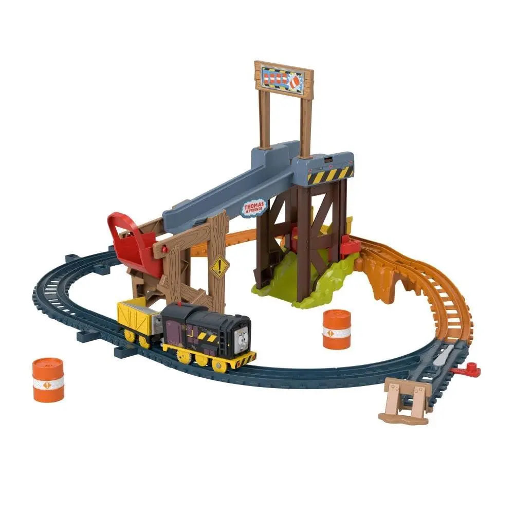 Motorized Toy Train Set Diesel’s Lift Load Construction with Track Cargo