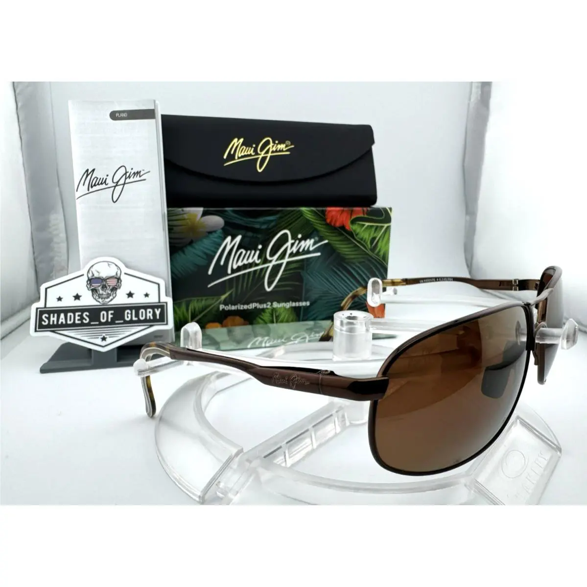 Maui Jim Bayfront MJ 205-25 Gloss Brown W/ Hcl Bronze Polarized Metal Sunglasses