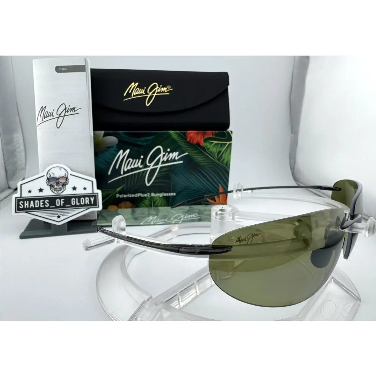 Maui Jim Backyards MJ HT424-11 Smoke Grey W/ Maui HT Green Polarized Sunglasses