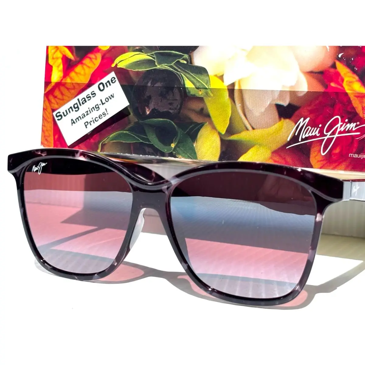 UK Maui Jim Liquid Sunshine Red Tortoise Polarized Rose Lens Sunglass R601-04 - Frame: Red, Lens: rose