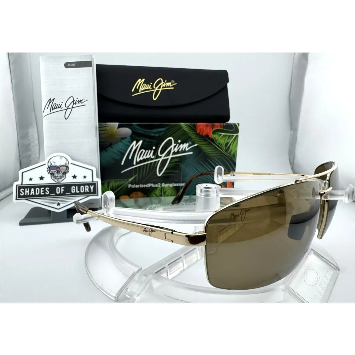 Maui Jim Sandalwood MJ H217-16 Gold Hcl Bronze Polarized Aviator Sunglasses