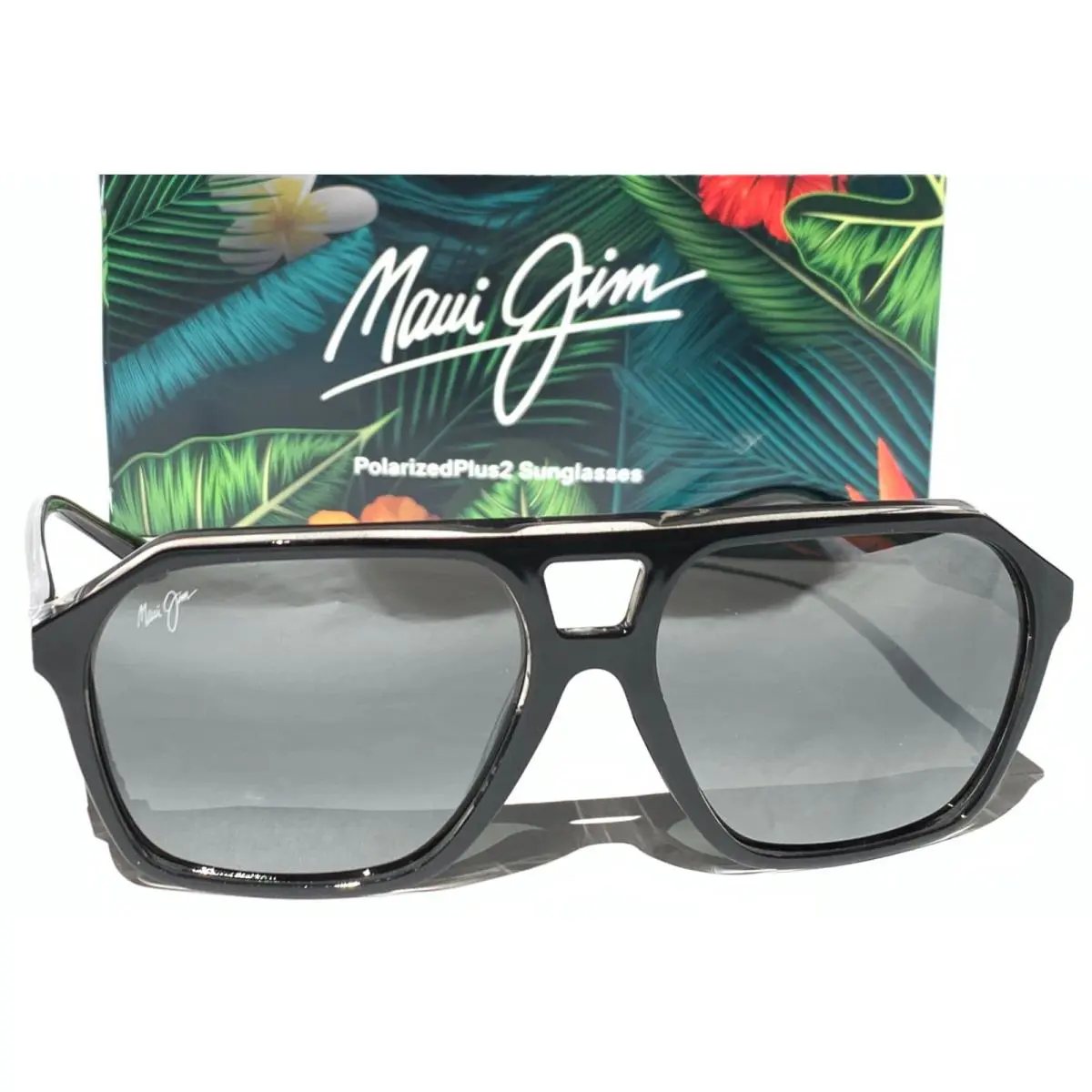 Maui Jim Wedges Black Crystal Acetate Polarized ST Glass Sunglass MJ880-02
