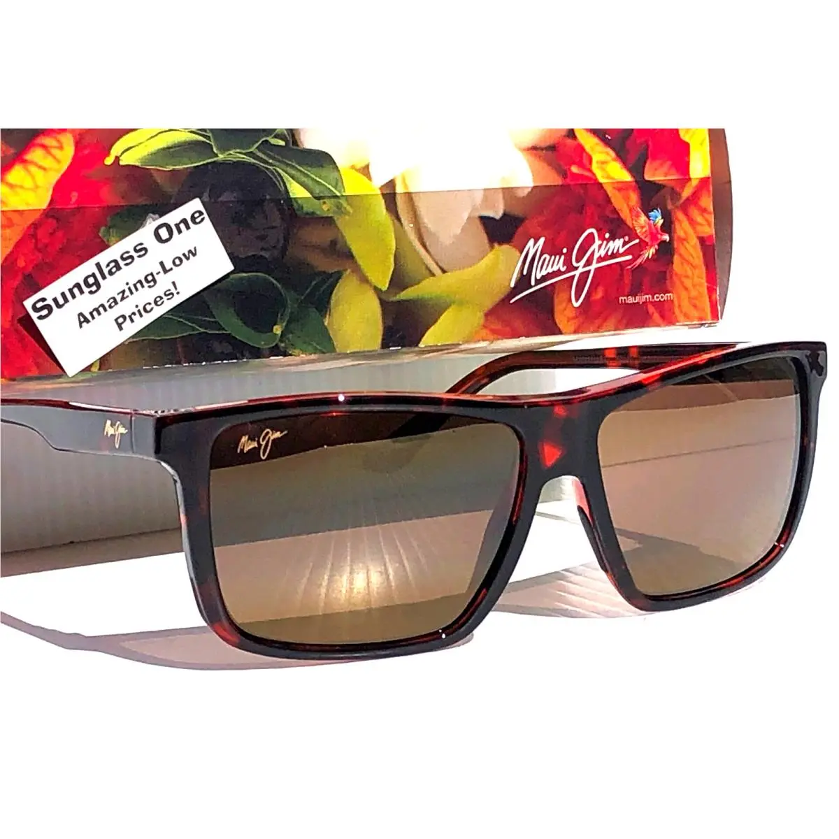 Maui Jim Mamalu Bay Gloss Cherry Tort Polarized Bronze Glass Sunglass H610-04