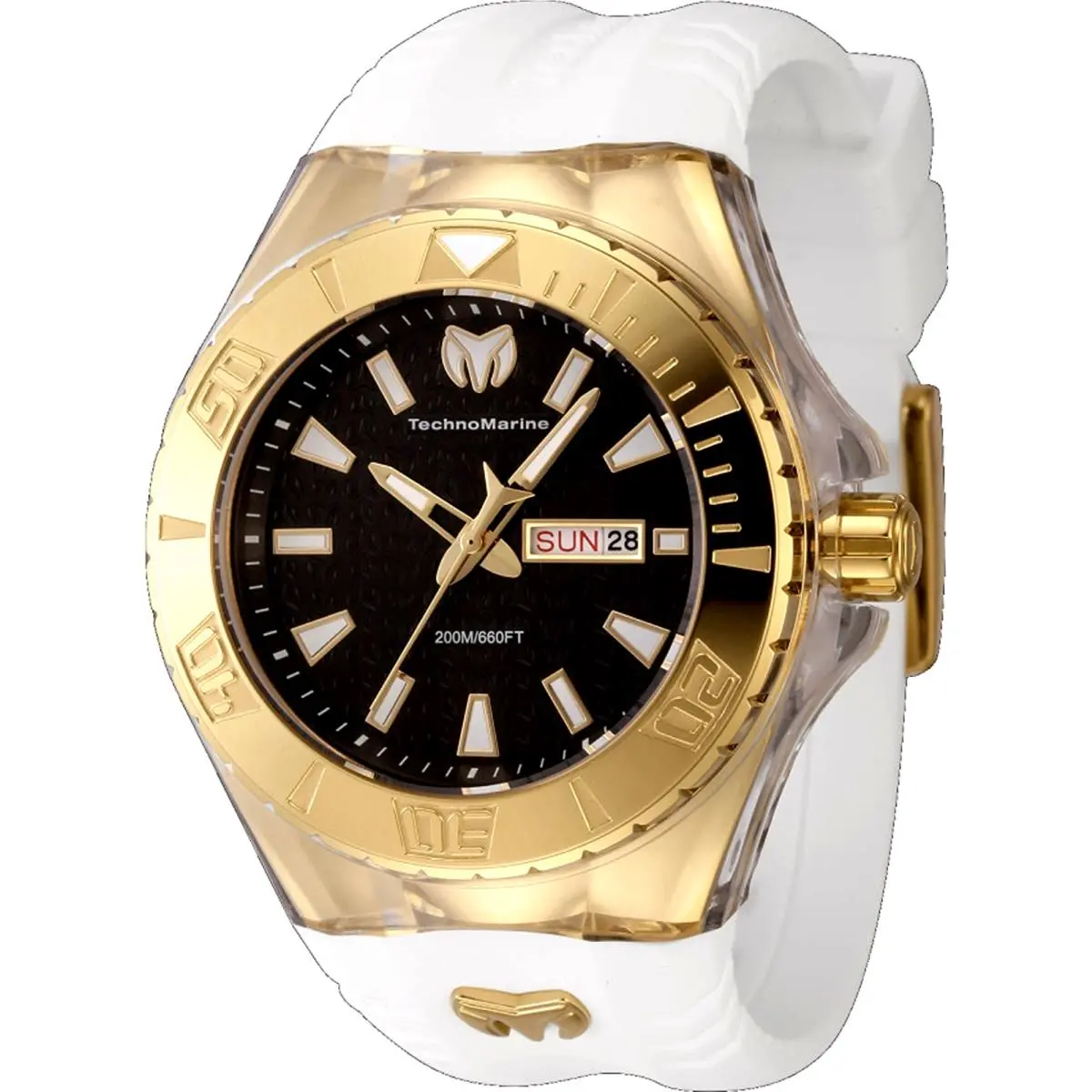 Technomarine TM-122013 Cruise Monogram 46mm Gold Watch Black Dial White Strap