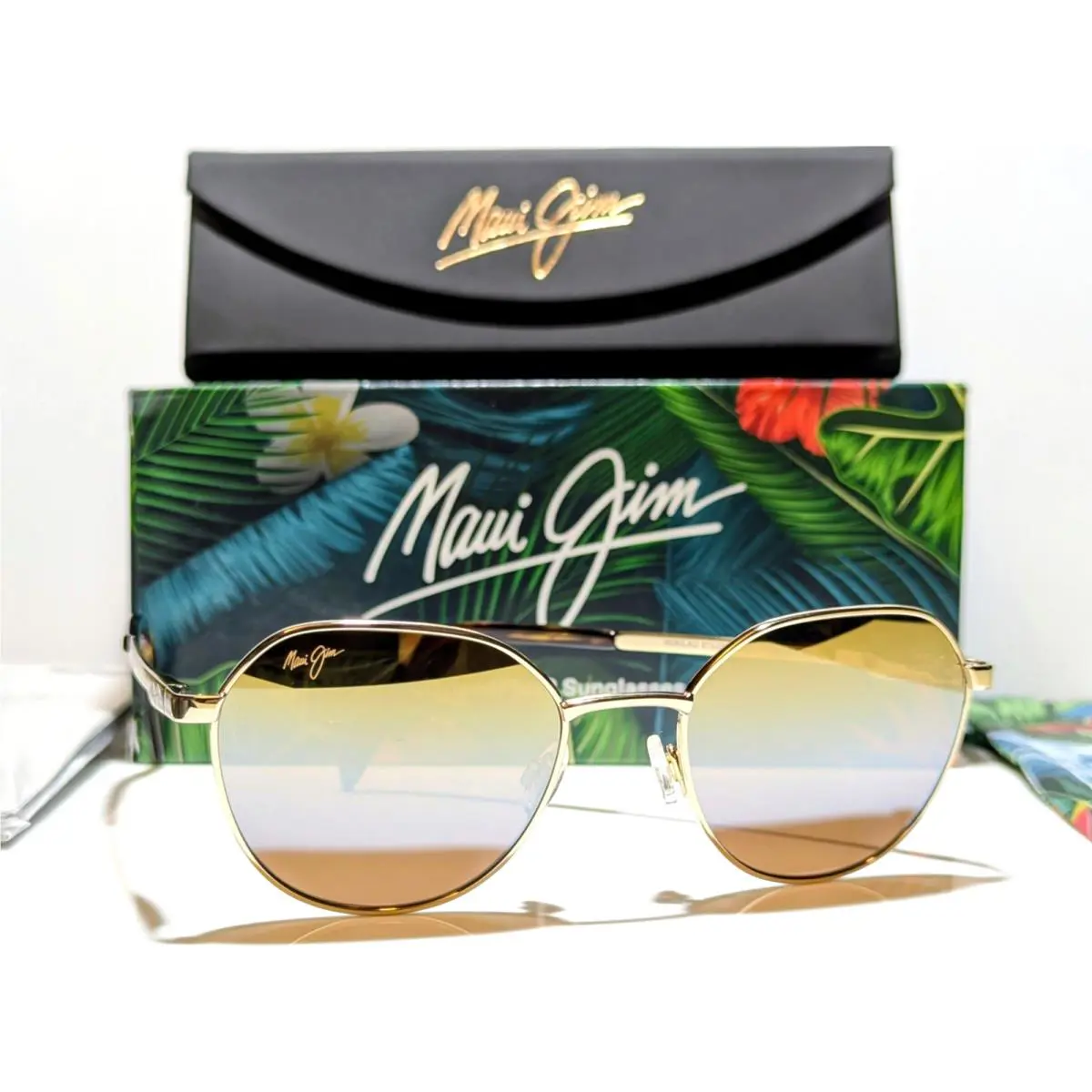 Maui Jim Hukilau Gold Polarized Dual Mirror Gold-silver Sunglasses DGS845-16