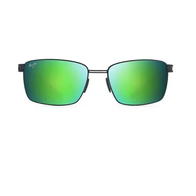 Maui Jim Cove Park Black Iridescent Green Acetate Metal Polarized Sunglasses