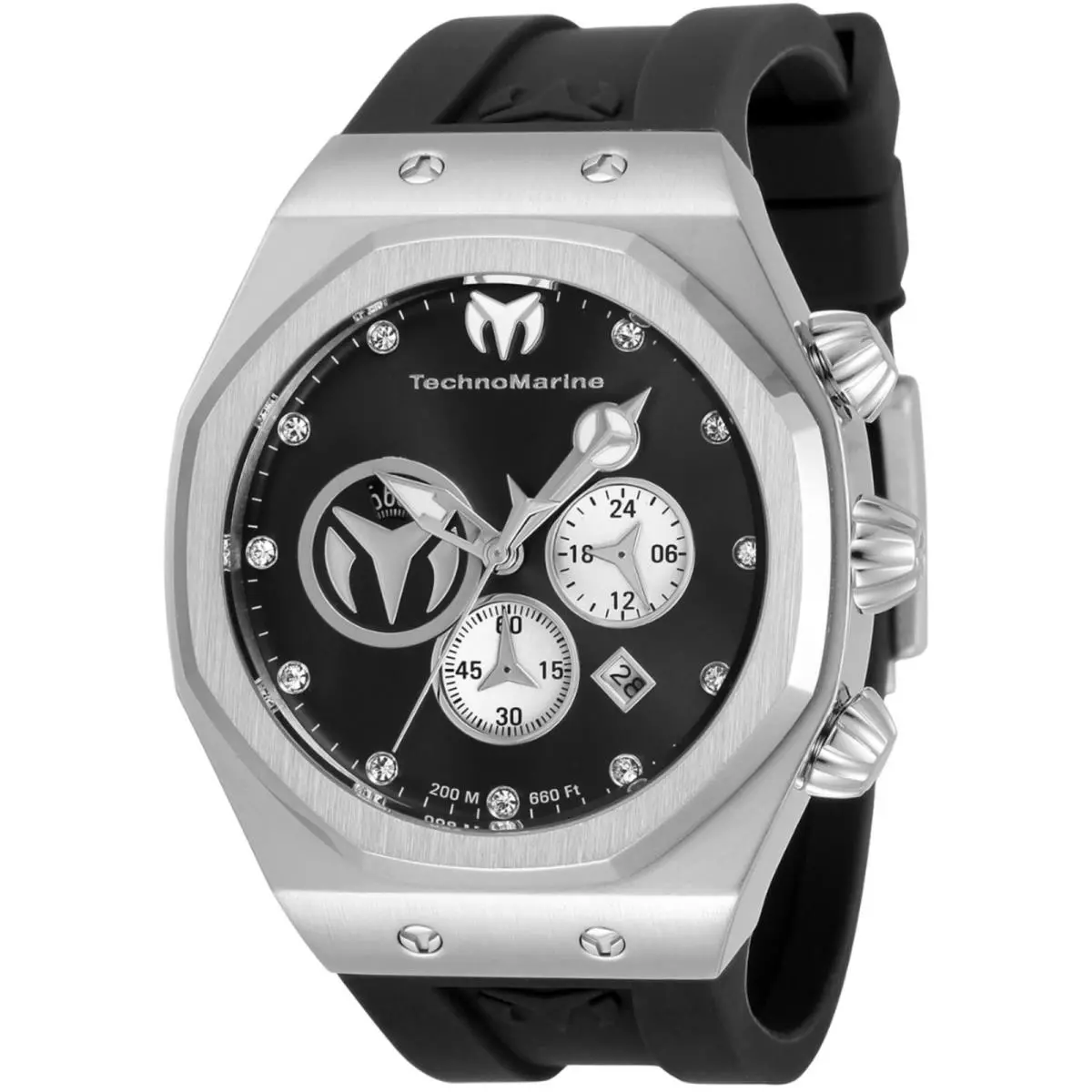 Technomarine Men`s Watch Reef Sun Quartz Silver Tone and Black Dial TM-520000 by TechnoMarine